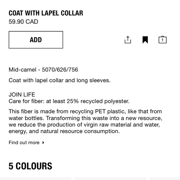 [SOLD] NWT Zara Coat w/ Lapel Collar - Picture 3 of 6